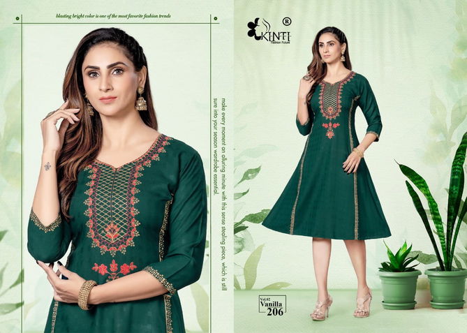 Vanilla Vol 2 By Kinti 201-206 Embroidery Kurtis Catalog